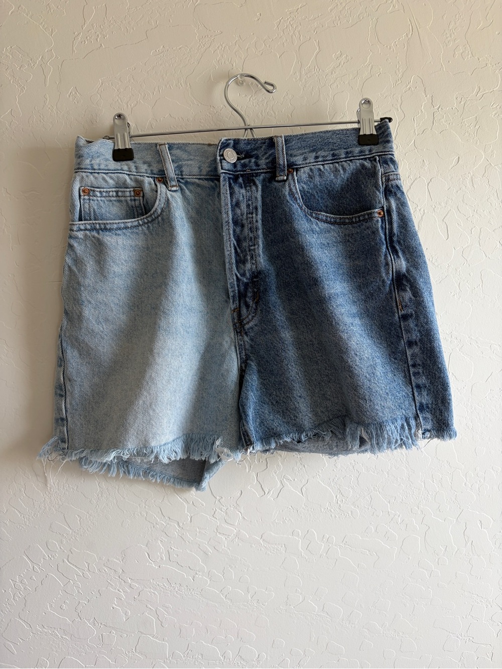 PacSun Two-Tone Blue Denim Cutoff Shorts